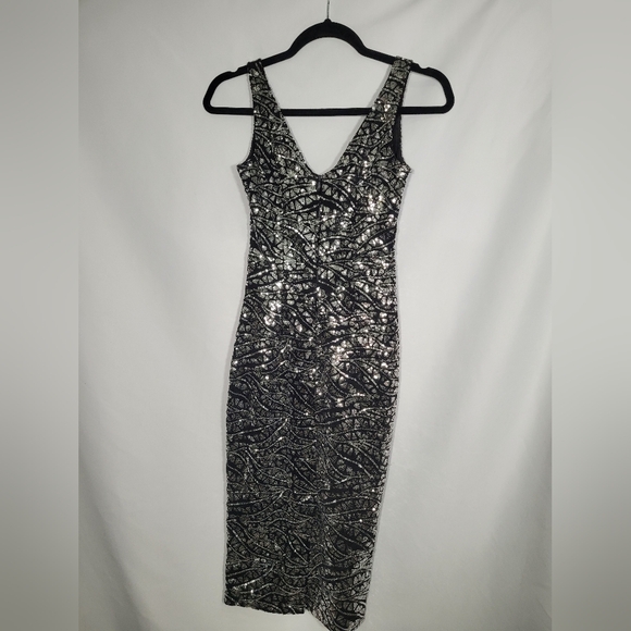 Tatyana Silver and Black Sequined Dress - Picture 3 of 4